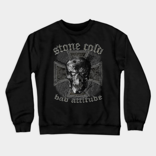 Stone cold skull bad attitude Crewneck Sweatshirt by Shirtmatic street authentic rebel wear